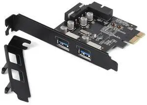 PCIE TO 2 Port USB 3.0 PCI-e Internal 20Pin Adapter PCI Express 5.0Gbps 19Pin FL1100 chipset support WIN10 WIN8 OS