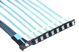 74P 8X 8I SAS SFF-8654 8i PCI-E 5.0 To 8X SATA 7P 90 Degree Female Adapter Cable