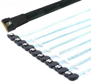 FOR 4.0 SFF-8654 8i to 8 SATA Adapter Cable Full Enclosure Angled Connector and Right-Angled SATA HDD Converter Included