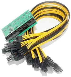 FOR 10 Port 6Pin Breakout Adapter Board With 10PCS 50CM UL 1007 6Pin Male to 6Pin Male Cable 18AWG Wire Power Supply Kit