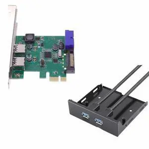 4 Port USB 3.0 PCIE PCI Express Control Card Adapter+20pin to 2 port usb3.0 hub 3.5 Floppy bay Front Panel chipset