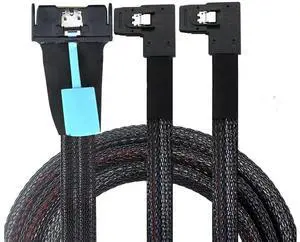 PCI-E 5.0 8X 74Pin to 2X 36Pin Mini SAS SFF-8087 left angle Extension Data and Cord Cable