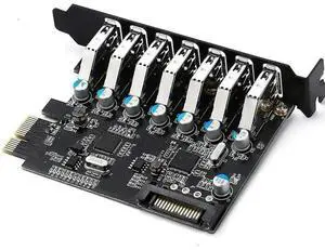 PCIE 7 Ports USB3.0 Hub Express Card Expansion Card by PCI-Express Adapter Support Win10