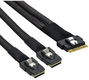 PCI-E Ultraport Slim SAS4.0 SFF-8654 8i 74pin to Dual SFF-8643 4i Mini SAS Cable