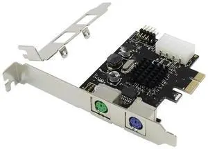 FOR PCIE to 2x PS//2 Port For PC Keyboard Mouse Adapter Card