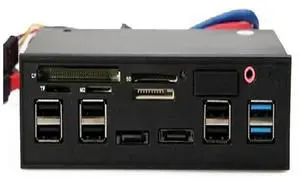 FOR 5.25"PC Media Dashboard Multi-Function Front Panel 2-Port USB 3.0 +6-Port + USB2.0 All In 1 Card Reader + eSATA+ SATA+Auido Port