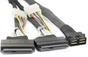 FOR 2 Ports MINI SAS SFF-8643 4I to 2 Ports SAS 8639 with POWER server Adapter cable