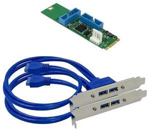 FOR NGFF M.2 b+m key to 4-ports USB 3.0 Adapter Converter Card dual 19Pin 20Pin usb3.0 720202 chipset M2 Expansion Bracket