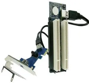 PCI-express x1 PCIe TO 2 PCI Adapter Router Dual PCI slot Riser Card usb3.0 low profile bracket