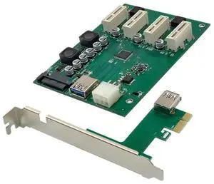 PCIe 1 to 4 PCI Express 1X Slots Riser Card Mini ITX to External 4 PCI-e Slot Adapter PCIe Port Multiplier Card ASM1184e