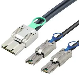Zinc Alloy Dual express iPass MINI SAS HD SFF-8088 8X 68P High-Speed I/O male to 2X SFF-8088 26P male Active assemblies cable