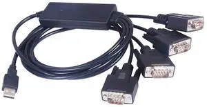 FTDI CHIP 4 Port USB to Serial RS232 DB9 Adapter Cable
