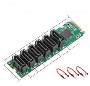 FOR M.2 (PCIe 3.0) to 6 Ports SATA III 6G SSD Adapter with 3 SATAIII Cable PCIe Gen3x2 Non-RAID 1166 Chip