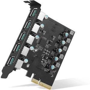 FOR USB 3.2 Card 5 Port Gen2 20Gpbs PCIe X4 TYPEA Hub Motherboard Adapter Card for PC No Power Supply ASM3142 Chip USB3.2