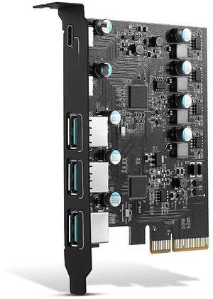 FOR PCIe X4 To USB 3.2 Card USB Gen 2 with 20Gbps 5 Port (3 USB A +2 Type C) Chip ASM3142 Converter Adapter Expansion PCIE Splitter