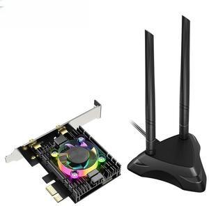 FOR 3000Mbps WiFi 6 Card Adapter 5.1 Dual Band 2.4G/5G With Heatsink RGB Fan And Antenna Base AX200 Chipset