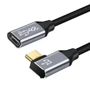 FOR 1pcType-C Extension Cable Cord 100W Bend 90 Degree USB-C3.1 Male to Female Data Line Type-C Extension Wire FOR 1pcType-C Extension Cable Cord 100W Bend 90 Degree USB-C3.1 Male to Female Data Line Type-C Extension Wire