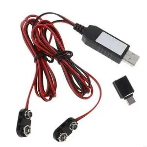 FOR 2in1 Type C USB Mains Convert to Dual 6F22 9V Can Replace 2pc 9V Power Supply Cable FOR 2in1 Type C USB Mains Convert to Dual 6F22 9V Can Replace 2pc 9V Power Supply Cable