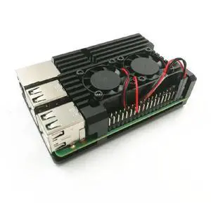 FOR Pi 4/3 Aluminum Case with Dual Cooling Fan Metal Shell Black Enclosure for RPI Pi 4B/3B/3B+ FOR Pi 4/3 Aluminum Case with Dual Cooling Fan Metal Shell Black Enclosure for RPI Pi 4B/3B/3B+