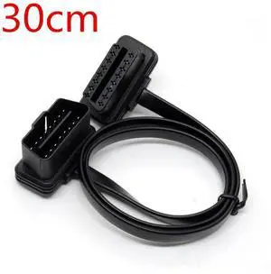 FOR 30/60/100CM Flat+Thin 16 Pin Socket OBD OBDII OBD2 16Pin Male To Female Car Extension Cable 8Core Connector