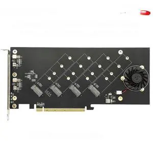 4 Ports M.2 NVMe to Pcie 4.0 X16 riser controller Adapter Card Only Support Bifurcation Motherboards