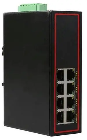 Industrial 8 port ethernet LAN switch 100M DOUBLE DC POWER high and low temperature SURGE PROTECTION