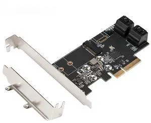 Internal 4 Port Non-Raid SATA III 6GB/S with M.2 B-Key 22x42 Pci-E X4 Controller Card PC Support SSD and HDD