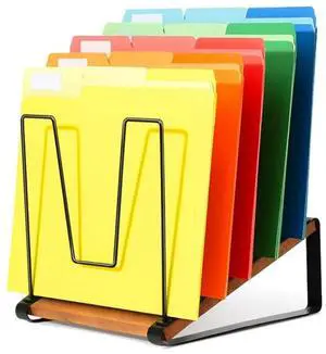 5-Section Metal File Organizer Wood Base 5-Section Metal File Organizer Wood Base