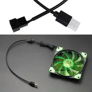 4Pin Female to USB Male Adapter for Case Fan Power 4Pin Female to USB Male Adapter for Case Fan Power