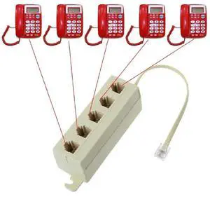 RJ11 Telephone Splitter 6P4C Male to 5 Way Female RJ11 Telephone Splitter 6P4C Male to 5 Way Female