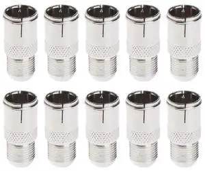 10Pcs F Connector Male Plug to Female Push On RF 10Pcs F Connector Male Plug to Female Push On RF