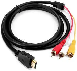 DIXSG HDMI Male to 3 RCA Male 1080P Video Audio AV Adapter Cable,HDMI Converts to Composite S-Video RCA Adapter Cord for TV HDTV DVD