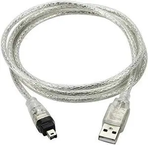 DIXSG USB 2.0 Male to IEEE 1394 Mini 4Pin Male iLink Firewire DV Adapter Cord Cable 5ft Compatible with DV