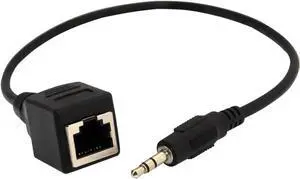 DIXSG 3.5mm 1/8" Male Jack Audio Socket to RJ45 Ethernet LAN Network Cable for VOD KTV Touch Devices 1ft