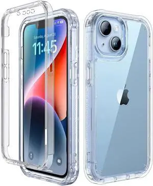 DIXSG Full-Body Rugged Protective Case with Built-in Screen Protector, Military Grade Drop Protection Heavy Duty Shockproof Case for Phone 16, Clear
