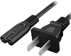 DIXSG AC 2 Prong C8 Power Cord 5ft/1.5m Standard 2-Slot for TV PS4 PS5 Speaker Monitor Xbox Wall Power Cable Replacement Black
