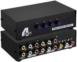 DIXSG 4-Port AV Switch RCA Audio Video Switcher Selector 4 in 1 Out for DVD TV Box STB Game Consoles