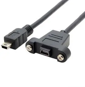 DIXSG Mini USB 5Pin Male to Female Extension Cable Panel Mount Type with Screws 50cm DIXSG Mini USB 5Pin Male to Female Extension Cable Panel Mount Type with Screws 50cm