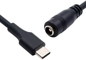 DIXSG USB 3.1 Type C USB-C to DC 5V 5.5 * 2.5mm Power Jack Extension Charge Cable for Macbook Cell Phone Tablet 0.6ft