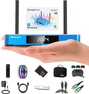 SuperBox S6 MAX Android 12 TV Streaming Media Player, App Store, Multiport Hub, Android TV Box With Voice Remote Control And Quad-core Smart, 4GB DDR3, 64G, WiFi 6K With All Channel And 8 Freebies!!