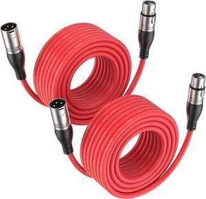 EBXYA XLR Cable 10ft 2 Packs - Premium Balanced Microphone Cable with 3-Pin XLR Male to Female Mic Speaker Cable, Red