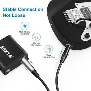 EBXYA 1/4'' TS Mono Guitar to XLR Male Unbalanced Cable 3 Ft, 6.35 Jack to XLR Cable, 2 Packs