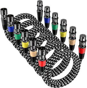 EBXYA XLR Cable 1.5ft 6 Packs, Braided XLR Male to Female Balanced Microphone Cable, Gold Plated 3-Pin XLR Mic Cable, XLR Speaker Cable for Mixer, Amplifiers, Record