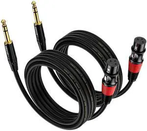 EBXYA 1/4 to XLR Cable - 6.35mm TRS Plug to Balanced 3-pin Female XLR Microphone Cable, 6ft 2 Pack
