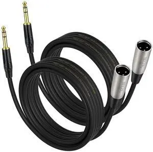 EBXYA 1/4" TRS to XLR Male Balanced Mic Microphone Cable 6ft, XLR to 6.35 Jack, 2 Packs