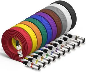 EBXYA 10PCS  XLR Cable 25 ft 10 Pack 3 Pins Balanced XLR Microphone Cable Male to Female Suitable for Audio Mixer, Speaker Systems, Radio Station