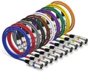 EBXYA XLR Cable 3ft 10 Color Packs- XLR Male to Female, Microphone Stage Patch Cords,10PCS