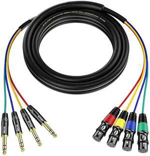 EBXYA 4 Channel 1/4 Inch TRS to XLR Snake Cables - 6.35mm Jack Stereo Audio Balanced Line to XLR Microphone Cables, 3 Feet 1 Pack