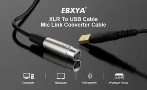 EBXYA XLR to USB Cable, 3 ft USB to XLR Microphone Cable 3 Pin XLR Female Cables Adapter with USB to Type-C Adapter Cord for Audio Recording Karaoke Live Podcast