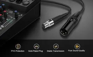 EBXYA Mini XLR Female to XLR Male Cable 2 Pack, 3 Pin Mini XLR Patch Cable Adapter for BMPCC 4K Camera Video Assist 4K Sharp 8K, 5 Ft